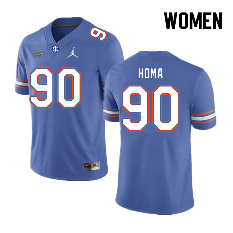 Women #90 Connor Homa Florida Gators College Football Jerseys Stitched-Royal
